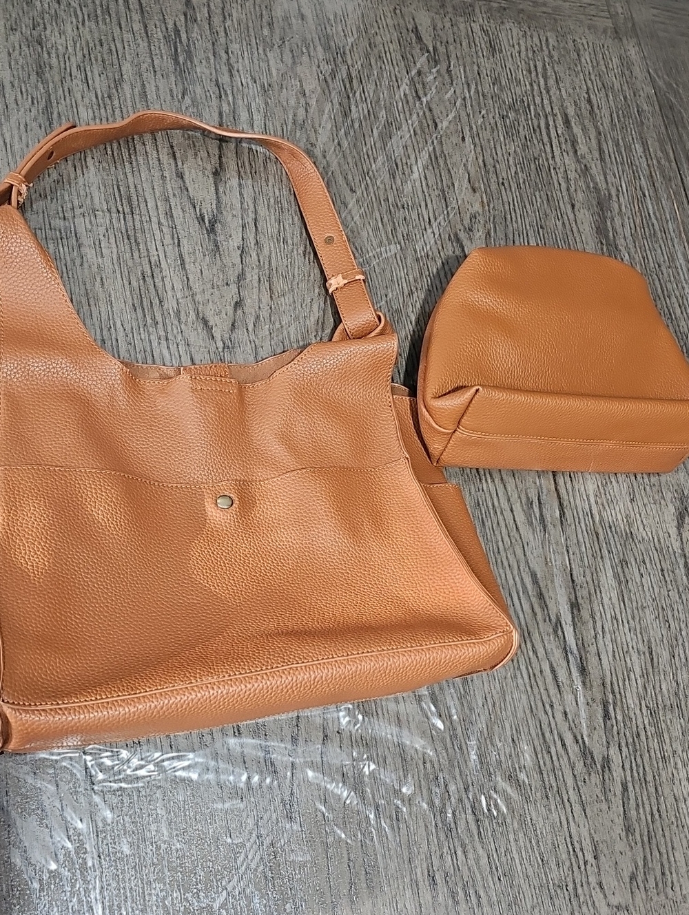 By Anthropologie Women’s Brown Shoulder Bag with Matching Pouch
